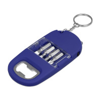 Брелок-открывалка с отвертками и фонариком "Uni", софт-тач, синий