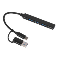 USB-хаб «Link» с коннектором 2-в-1 USB-C и USB-A, 2.0/3.0, черный