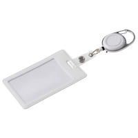 Бейдж с рулеткой-карабин "Favor", белый