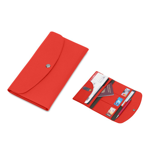 Органайзер для документов на кнопке с отделением для купюр и ручки, упаковка в индивидуальный пакет, красный/серый Органайзер для документов на кнопке с отделением для купюр и ручки, упаковка в индивидуальный пакет, красный/серый