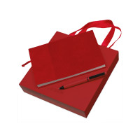 Набор блокнот в гибкой обложке А5 и металлическая шариковая ручка "Nabokov", красный