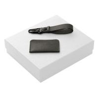 Подарочный набор Long River: картхолдер, ремешок для ключей (без лого Long River), белая коробка