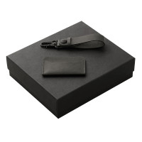 Подарочный набор Long River: картхолдер, ремешок для ключей (без лого Long River), черная коробка