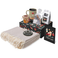 Подарочный набор c пледом, кружкой и вареньем, оливковый