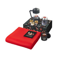 Подарочный набор c пледом, френчпрессом, чаем и медом, красный