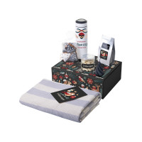 Подарочный набор c пледом, термосом, свечой и миндалем, белый