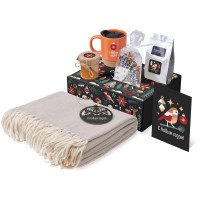 Подарочный набор c пледом, кружкой и вареньем, оранжевый